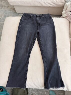 GAP Black Stretch Flare Jeans with Raw Hem